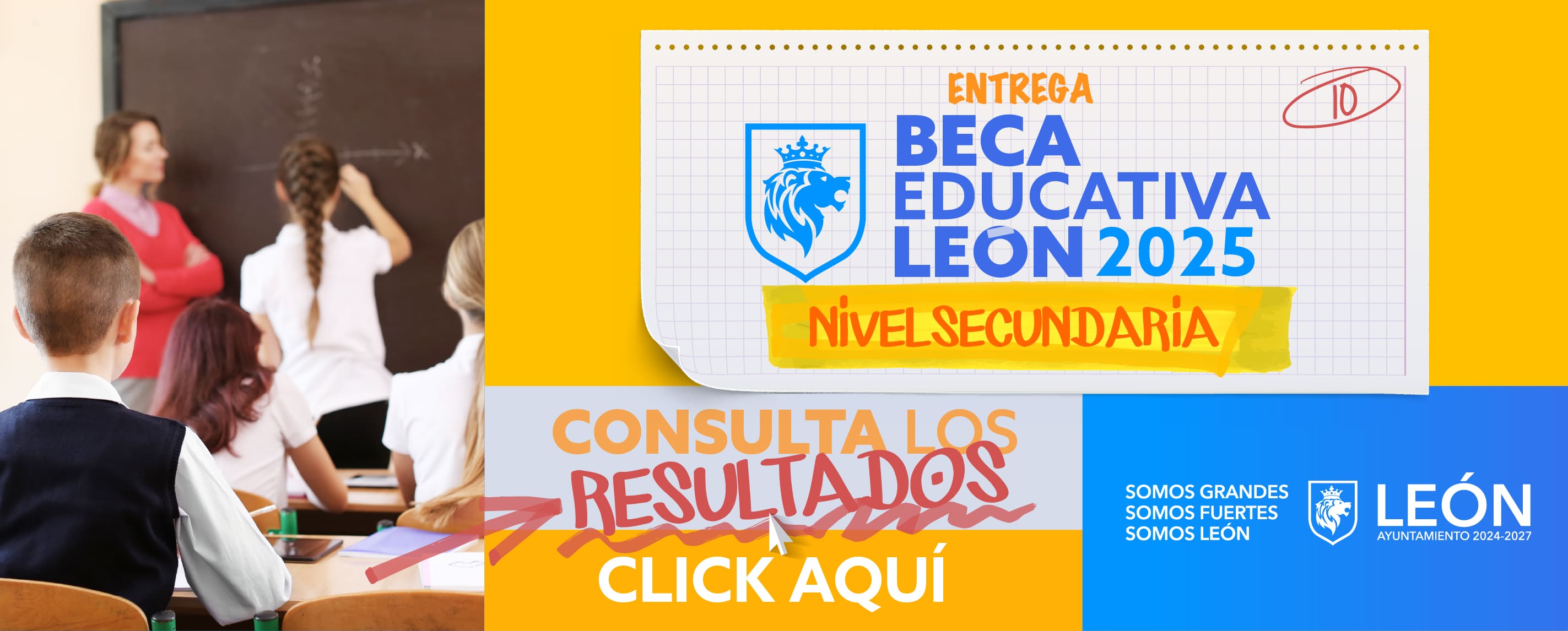 Resultados 1er. Corte Beca Educativa León 2025 Secundaria